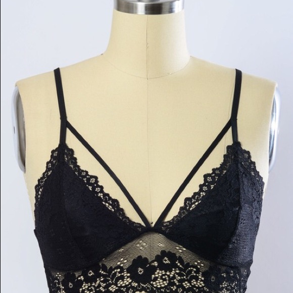 BLACK MULTI LACE BRALETTE (K) - Picture 4 of 5